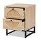 Baxton Studio Ardon Bohemian Light Brown Finished Wood and Black Metal 2-Drawer Nightstand with Natural Rattan 196-12078-ZORO - alternate 3